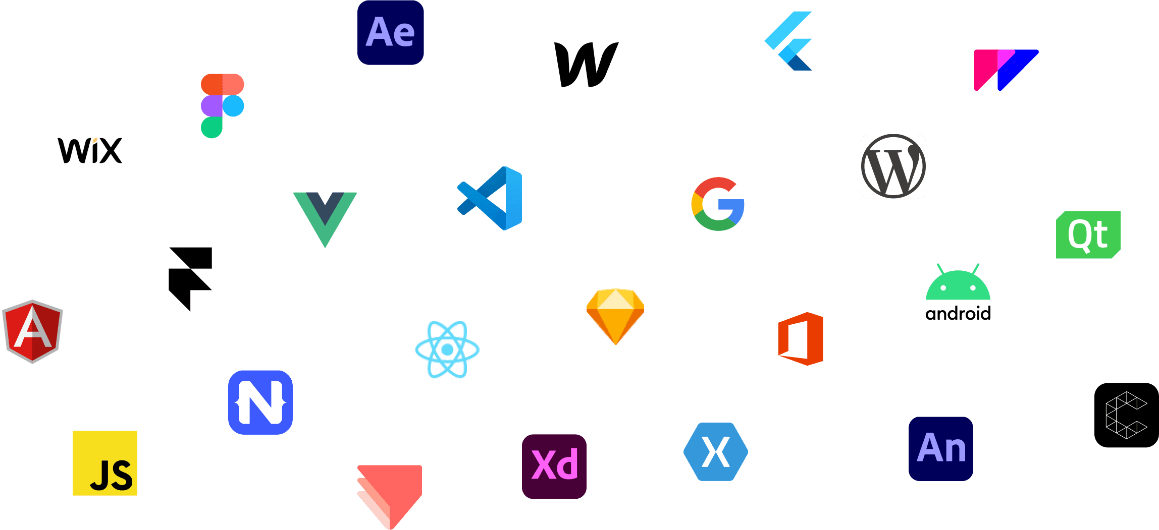 A collage of logos from various design, code and productivity companies