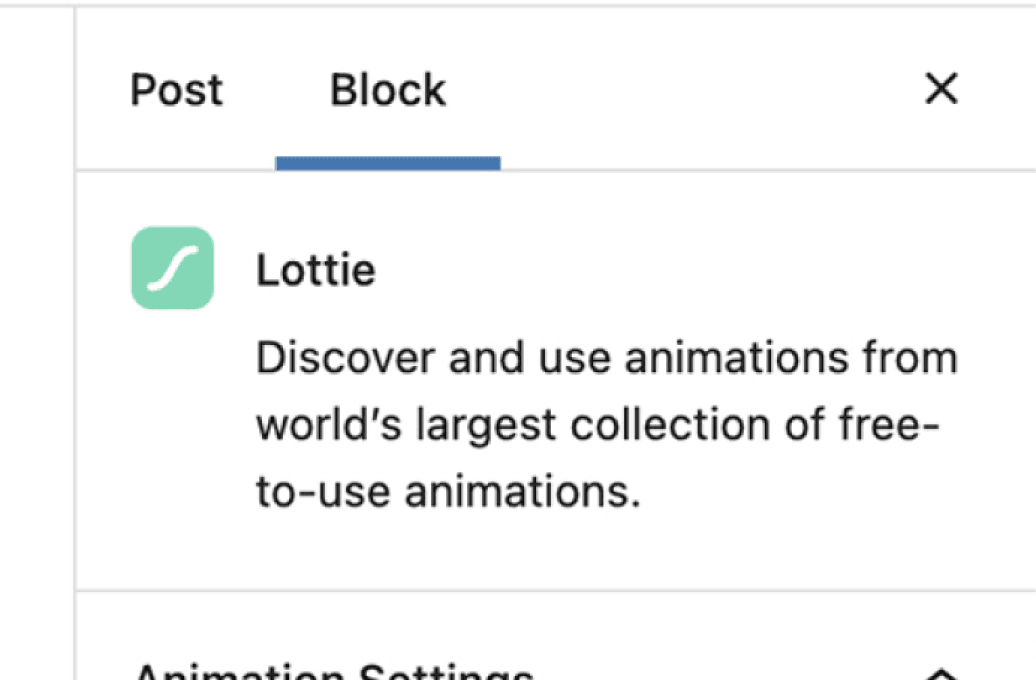 Add new Lottie block