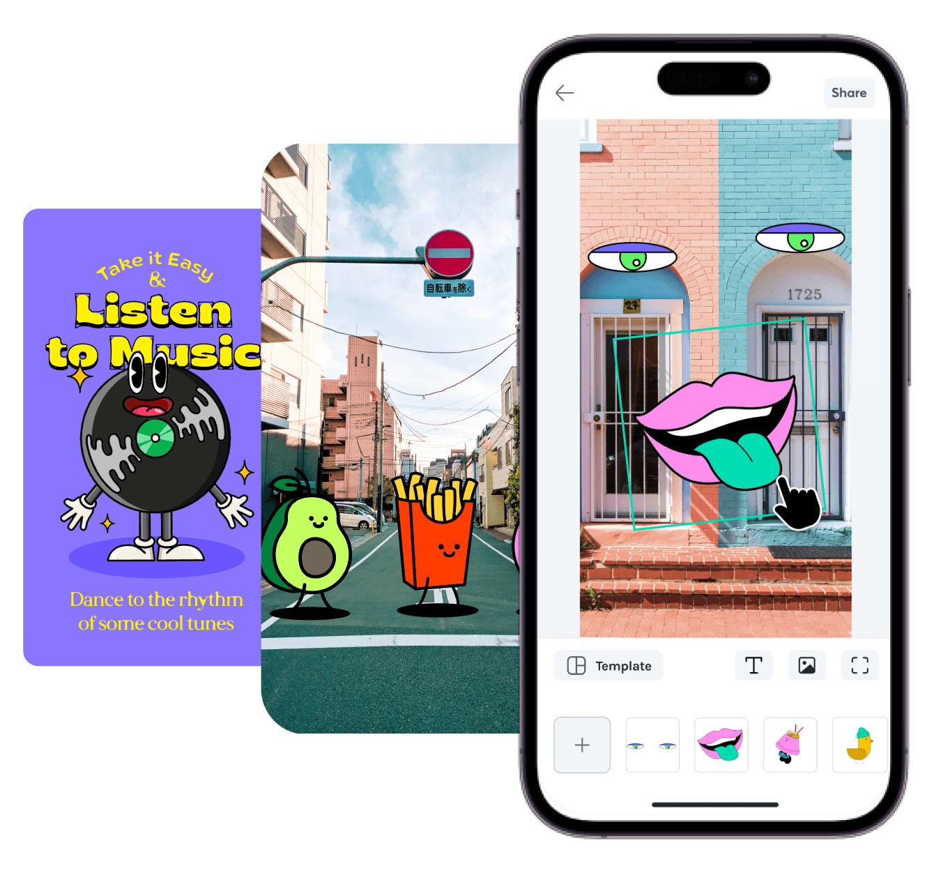 Motion editor, templates and stickers on the LottieFiles mobile app